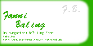 fanni baling business card